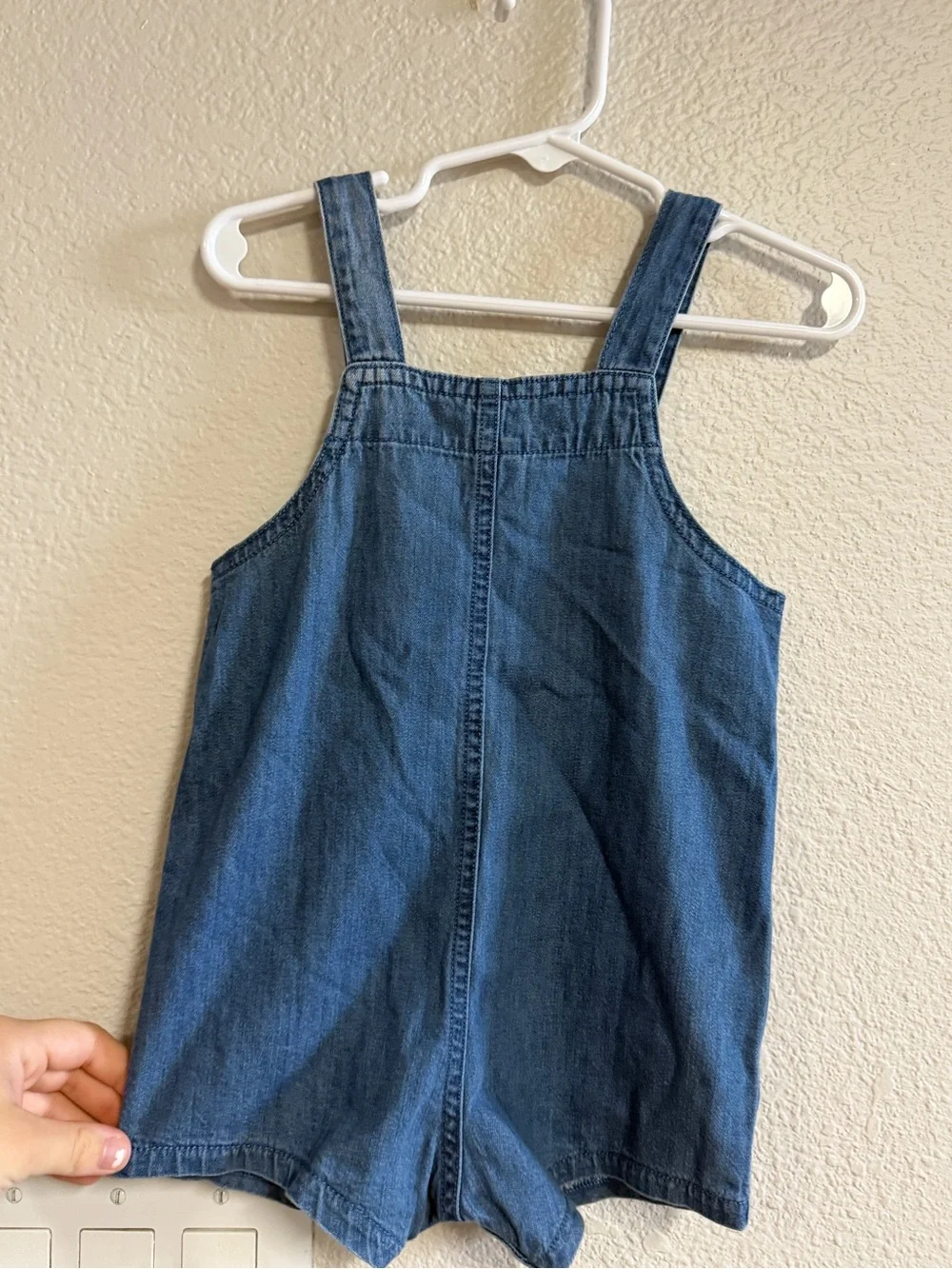 Classic Blue Denim Baby Romper with Car Patch